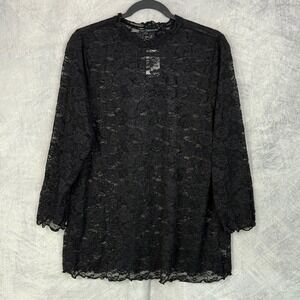 New Torrid Black Unconventional Lace Long Sleeve Top Sz 2X Whimsigoth Witchy NWT